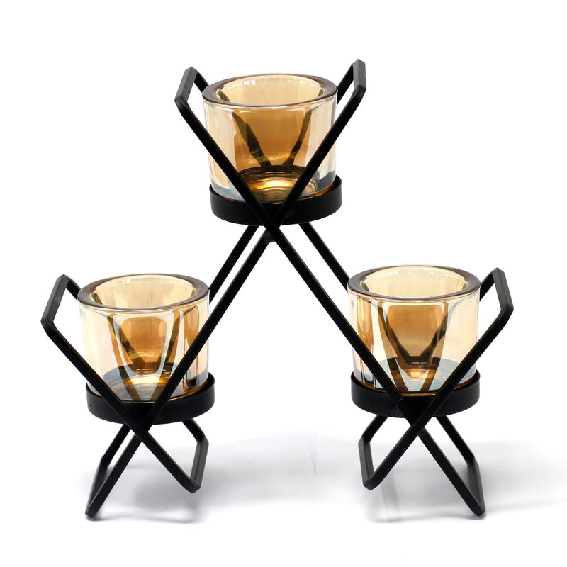 Candle Holder- 3 Glass Cups - Divine Yoga Shop