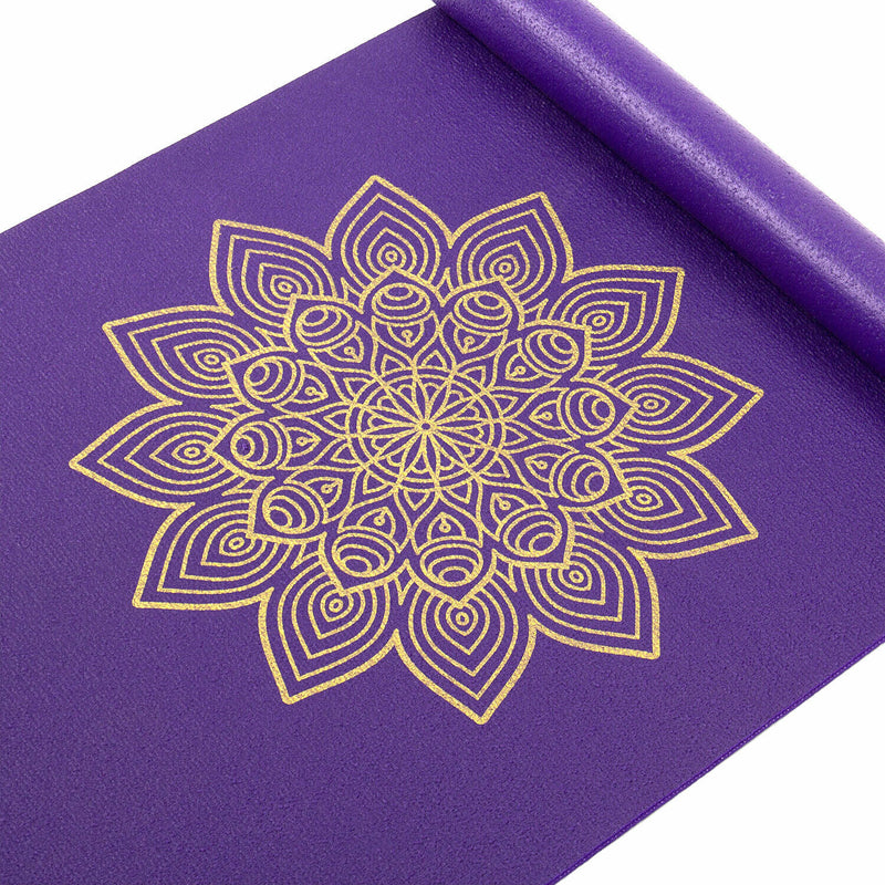183cm Premier Yoga Mat with Golden Mandala Print 