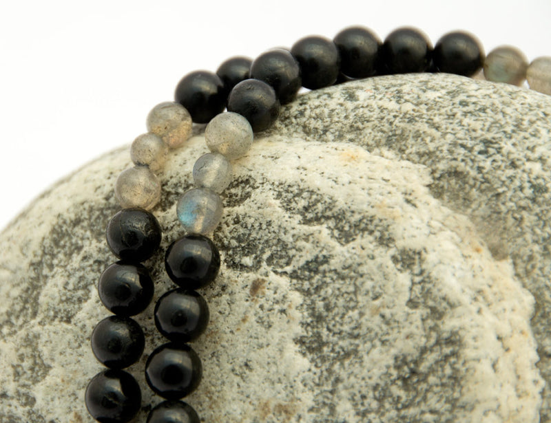 Gorakshanatha- Black Tourmaline and Labradorite Mala - Divine Yoga Shop