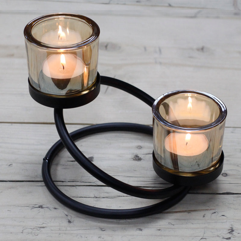 Tealight Candle Holder- Double Glass - Divine Yoga Shop