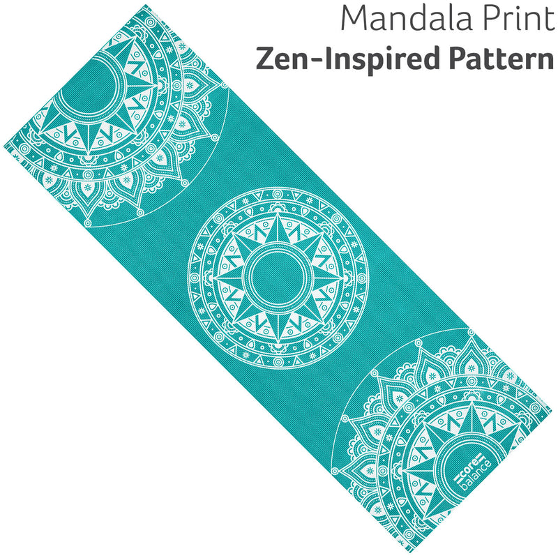 Yoga Exercise Mat Foam 6mm Non-Slip Pilates Gym Mandala Pattern With Strap