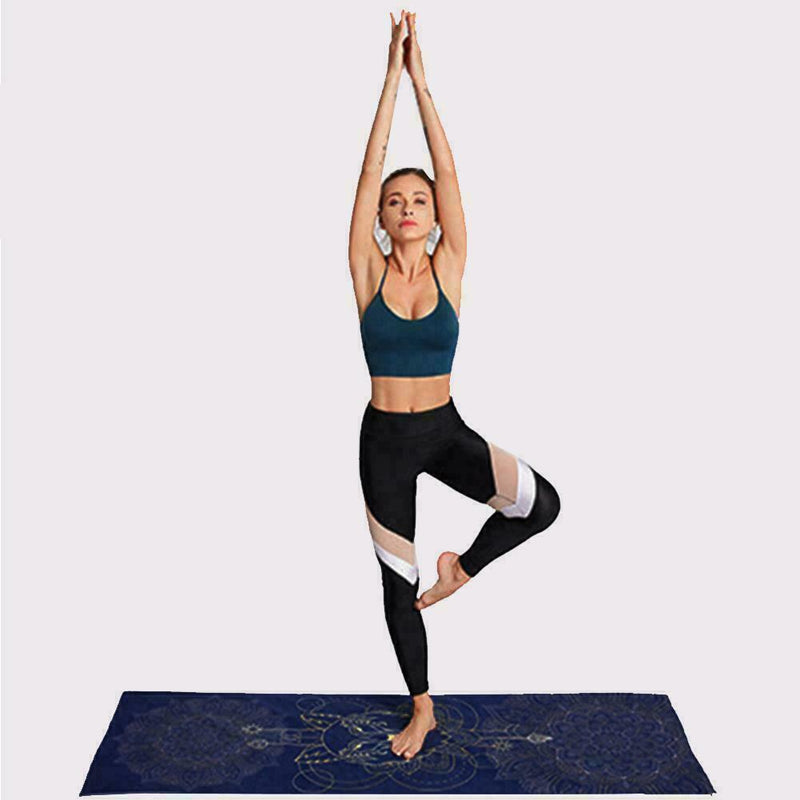 Yoga Exercise Mat Foam Non-Slip Pilates Mandala Pattern Strap With S3G6