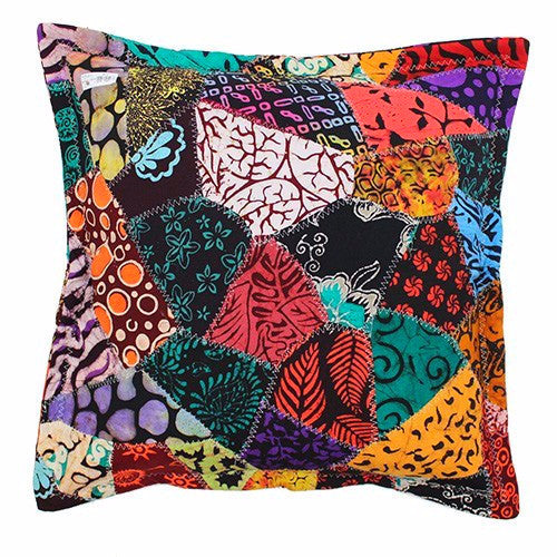 Java Batik Patchwork Cushions- Nature Green - Divine Yoga Shop