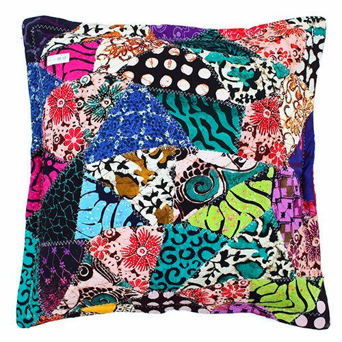 Java Batik Patchwork Cushions- Nature Green - Divine Yoga Shop