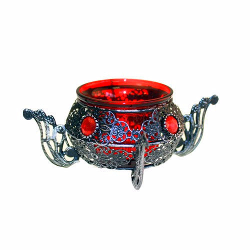 Moorish Single Pot Red Candle Holder - Divine Yoga Shop